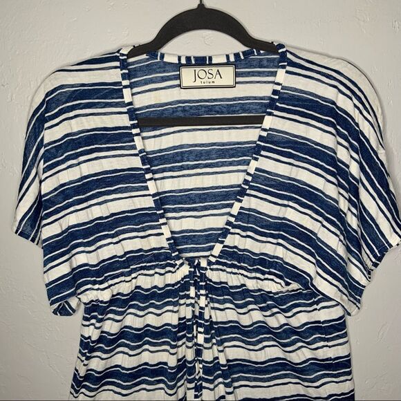 Joss Tulum Striped Blue and White Cover up Dress - Picture 3 of 12